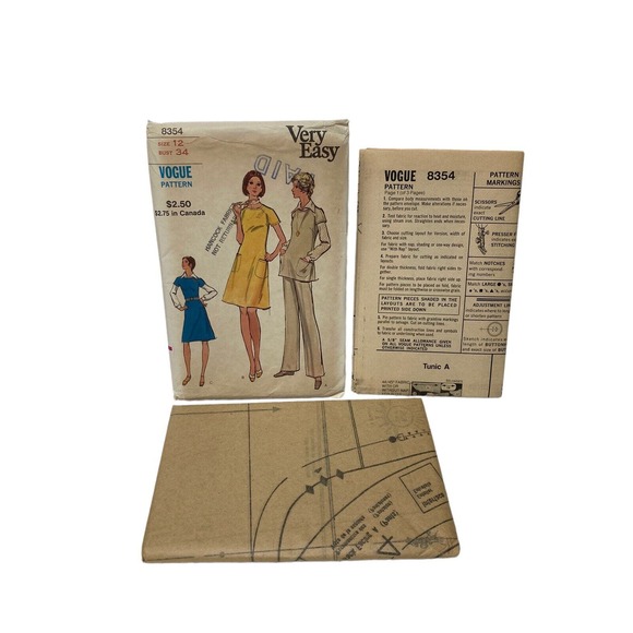 Vogue 8354 Misses Semi Fitted Dress Jumper Tunic Blouse Pants Sewing Pattern 12 - Picture 4 of 6